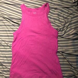 GAP Bright Pink Ribbed High-Neck Tank NWT